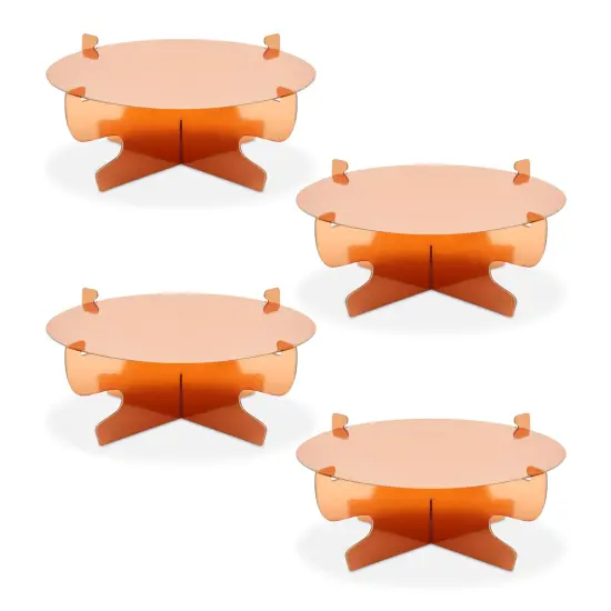 4 Pack Mini Rose Gold Cardboard Cupcake Stand Set, Metallic Cake Holders for Dessert Table (11.5 x 4 In) Orange {4}
