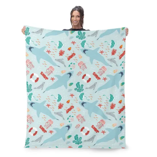 Universal Jaws Silk Touch Throw Blanket Coastal Sharks {2}