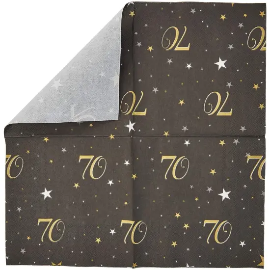 70th Birthday Party Decorations, Paper Napkins (6.5 x 6.5 In, Black, 100 Pack) {4}