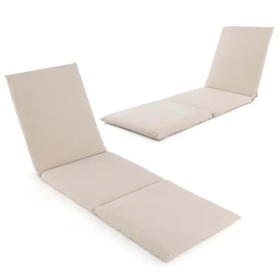 Costway 1/2 PCS Outdoor Chaise Lounge Cushion with Hook & Loop Fastener Fixing Straps Patio {5}