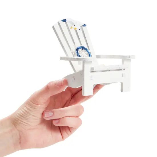 Set of 4 Mini Beach Chair for Bathroom, Nautical Home Decor, Ocean Decorations (4 in) White {4}