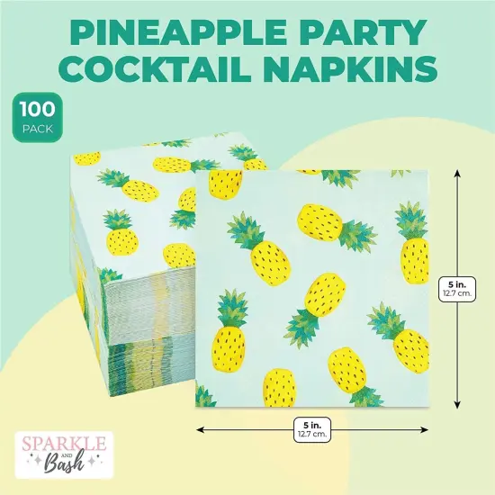Pineapple Party Cocktail Napkins (5 In, 100 Pack) Yellow {2}