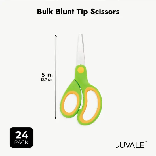 Juvale 24 Pack Blunt Tip Scissors for Kids Ages 3-14 - Classroom Bulk Pack for Crafts, Student DIY Art Projects, School Supplies - Multicolor (5 Inch) {5}