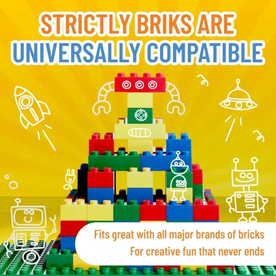Strictly Briks Toy Large Building Blocks For Kids and Toddlers, Big Bricks Set For Ages 3-14, 100% Compatible with All Major Brands, Blue, Green, Red, and Yellow, 204 Pieces Multicolor {4}