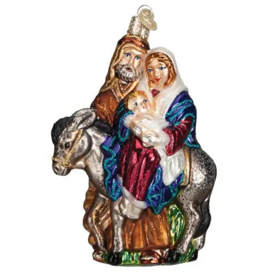Old World Christmas 5.25 In Flight To Egypt Christmas Tree Ornament , Mary Joseph Baby Jesus Donkey Multicolored {1}