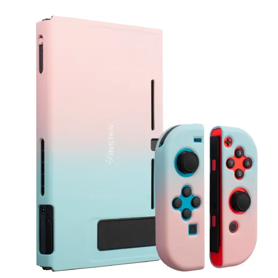 For Nintendo Switch Protective Case, Hard Dockable Shell Cover Skin for Girls, Pink and Blue Multicolor {1}
