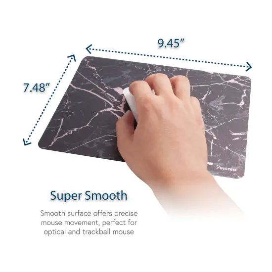 Insten Marble Laptop Computer Mouse Pad Mat High Quality Ultra Thin Reflective Non Slip- Black/Rose Gold {7}