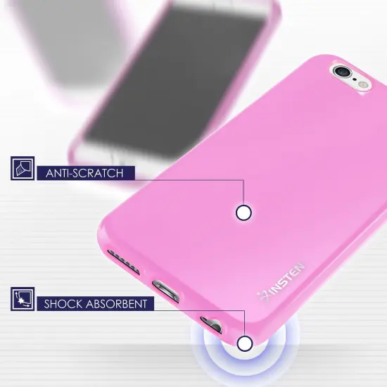 Insten Light Pink Jelly TPU Slim Skin Gel Rubber Cover Case for iPhone 6 6S 4.7" inches {5}