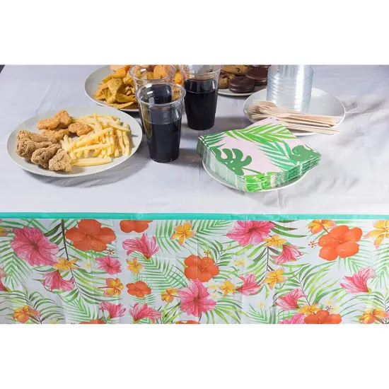 Blue Panda Luau Party Plastic Table Cover (54 x 108 in, 3 Pack) Multicolor {3}