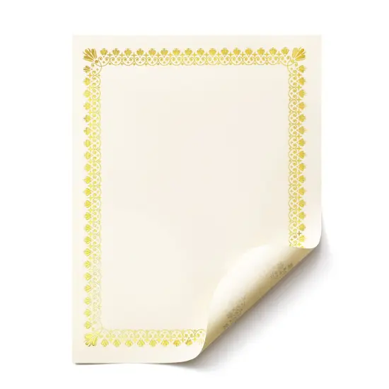 48 Pack Certificate Papers - Letter Size Blank Award Certificates Paper, Gold Foil Border Specialty Recognition Diploma Paper, Laser and Inkjet Printer Friendly, Gold, 8.5 x 11 Inches {7}