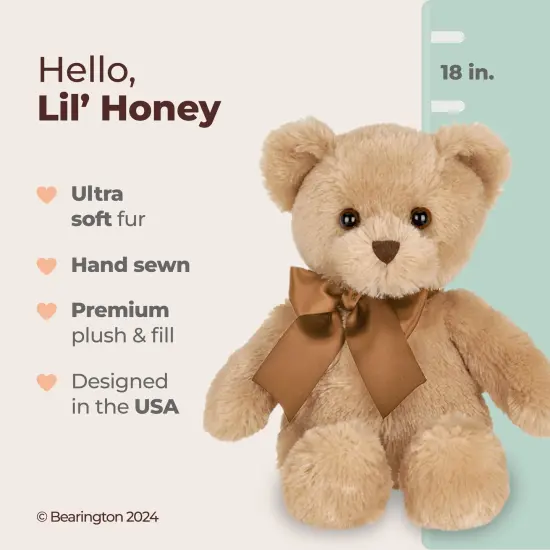Bearington Lil' Honey The Brown Teddy Bear Plush, 12 Inch Bear Stuffed Animal, For Ages 3-14 {2}