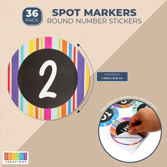 Spot Markers, Round Numbers Stickers for Classroom Line-Up (36 Pack) {2}