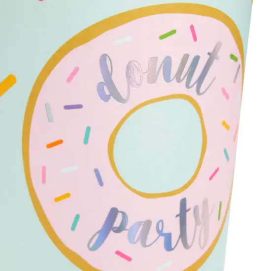 48 Pack Disposable 16oz Coffee Cups with Lids - Donut Party Supplies - Paper To Go Cup for Themed Birthday Party, Wedding, Baby Shower Multicolor {7}