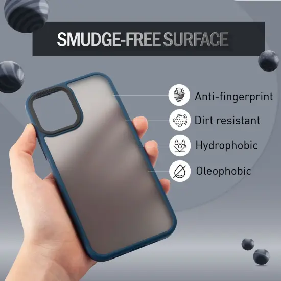 Insten Case Compatible With iPhone 12 Pro Max Case 6.7 inch, Translucent Matte Hybrid Hard Back Flexible TPU Bumper, Anti-Shatter Anti-shock Drop Protection, Wireless Charging, Navy Blue {3}