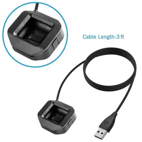 Insten 2.7' Replacement USB Charging Cable Cradle compatible with Fitbit Blaze Smart Fitness Watch - Black, Manufactured by Juvo Plus, Inc. {3}