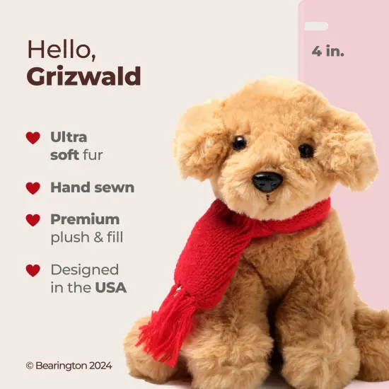 Bearington Grizwald The Golden Retriever Plush, Dogs Stuffed Animals, 7.5" Golden Retriever Stuffed Animal, Ideal Christmas Animal Gift for Toddlers, Kids & Teens, For Ages 3-14 {2}
