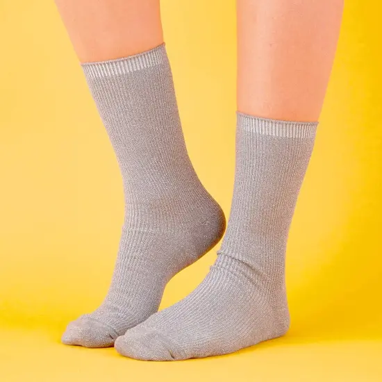 Glitter Ankle Socks for Women, 3 Metallic Colors (One Size, 3 Pairs) Multicolor {3}