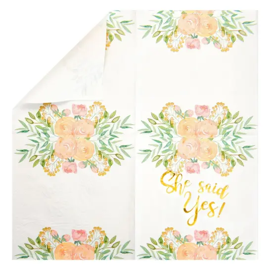 50 Pack Gold Foil She Said Yes Napkins for Engagement Party Supplies, Bridal Shower Decorations, Luncheon, Wedding Decor, Disposable, 3-Ply (White, 5 x 5 Inches) {6}