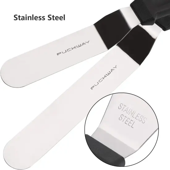 Offset Frosting Cake Knife set of 3 Black 6 8 & 10 Inch Angled Icing Spatula for Decorating {3}