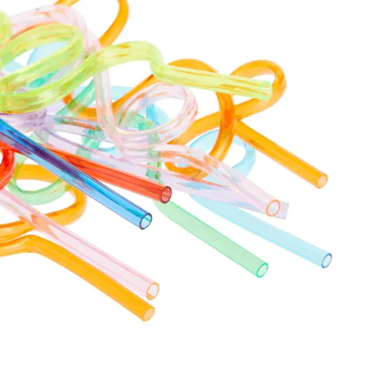 100 Pack Loopy Crazy Plastic Straws for Kid's Birthday Party, Classroom Celebration Multicolor {7}