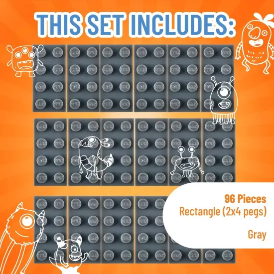 Strictly Briks Classic Bricks Starter Kit, Gray, 96 Pieces, 2x4 Studs, Building Creative Play Set for Ages 3-14, 100% Compatible with All Major Brick Brands Grey {2}