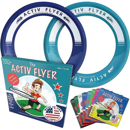 Activ Life 2 Pack Flying Rings for Kids, Fun Beach Toys, Gifts for Boys & Girls Aged 3-14, Cool Family Outdoor Games, Play at Swimming Pool, Playground, Basket Fillers Birthday Presents, Navy/ Teal {1}