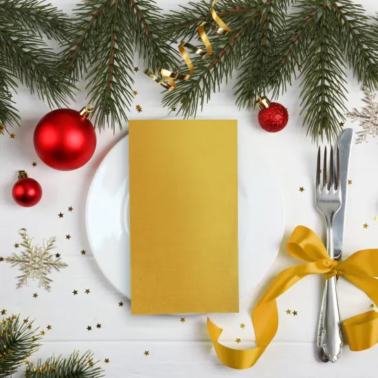 120-Pack Gold Dinner Napkins for Party - Disposable Gold Paper Napkins for Wedding, Birthday, Graduation, 7.5x4.25 In {2}