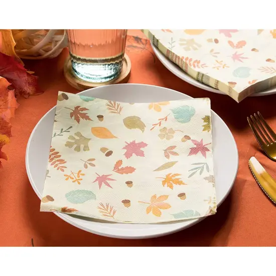 Thanksgiving Party Decorations, Leaf Napkins (6.5 x 6.5 In, 150 Pack) Brown {3}