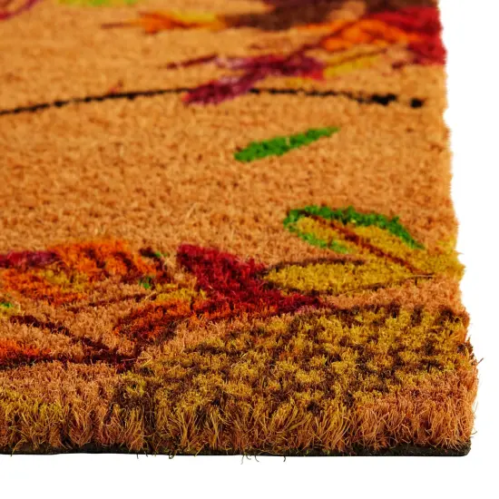 Natural Coco Coir Autumn Leaves Mat 36"L x 24"W for Thanksgiving, Front Door, Welcome Doormat for Fall Decor, Porch Brown {5}