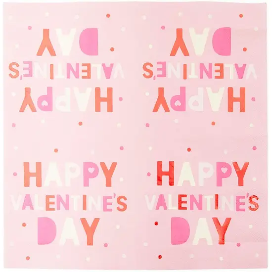 Sparkle and Bash 100 Pack Heart & Pink Valentine's Day Paper Napkins, 5x5 Inch Folded, Decorative Cocktail Party Supplies for Home, School, Office Events {6}