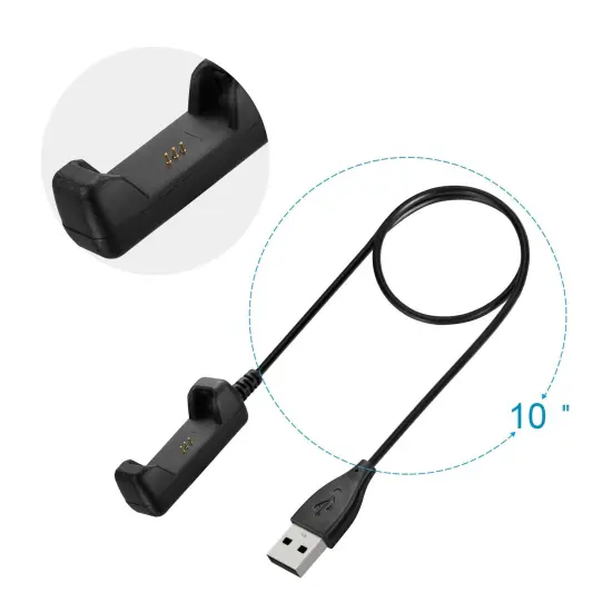 Insten compatible with Fitbit Flex 2 - Replacement USB Charging Cable Cord Cradle Dock Charger Adapter Fitness Wristband Black {5}