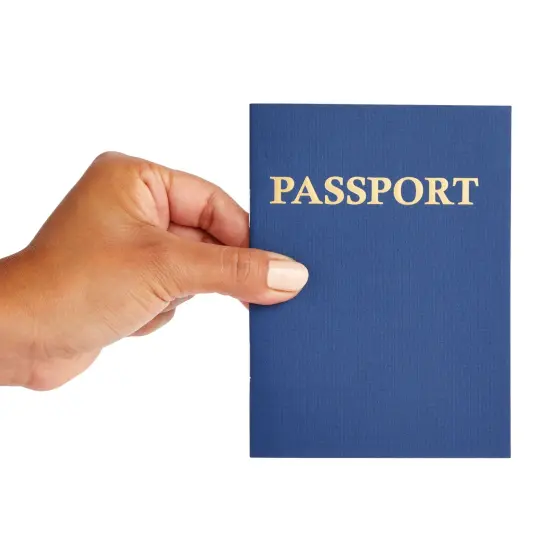 Juvale 24-Pack Blank Passport Notebooks for Kids, 4.1 x 5.6 Inches, Pretend Passport Books for Kids Travel Play and Classroom Activities, Blue {6}