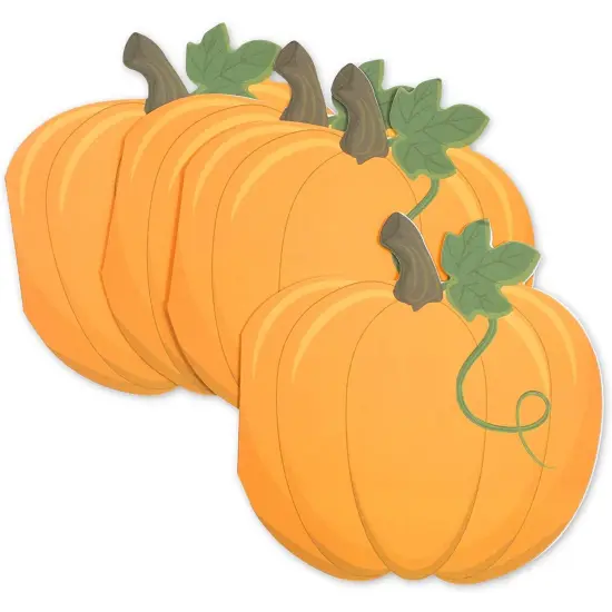 24 Pack Pumpkin Notecards with Gold Foil Envelopes, Thanksgiving Note Cards, Fall Greeting Cards for Autumn Stationery, Halloween Party (4.75 x 4.75 Inch) Orange {7}