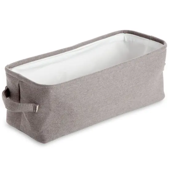 Toilet Paper Storage Basket for Bathroom Organizing, Rectangular Bin for Fabric Storage, Counter (Gray, 16 x 6 x 5.5 In) Grey {1}