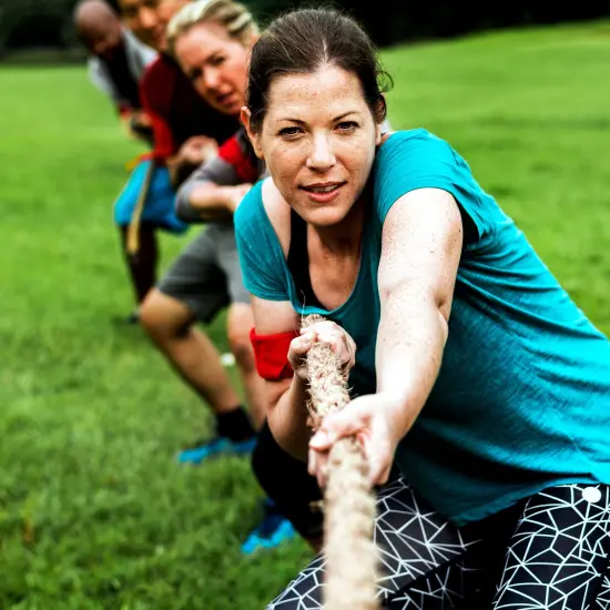 50 Foot Tug of War Rope with Flag for Outdoor Games, Field Day, Summer Camp, Family Reunion, Team Building Activities (Brown) {3}