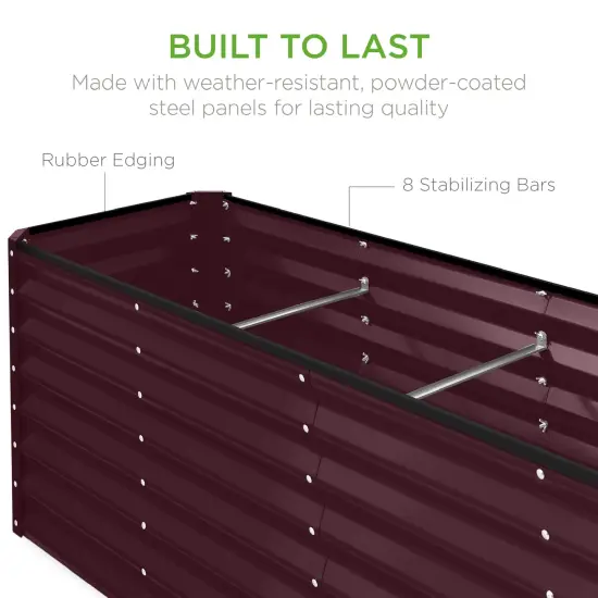 Best Choice Products 8x2x2ft Raised Metal Outdoor Garden Bed, Planter Box for Flowers, Vegetables, Herbs Burgundy {6}