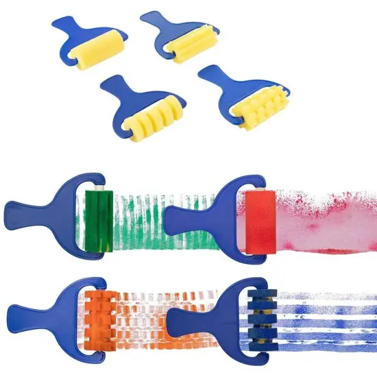 36 Piece Kids Painting Kit for Arts and Crafts with Foam Paint Brushes, Rollers and Stamps Multicolor {6}