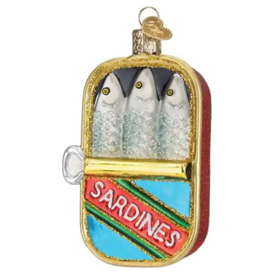 Old World Christmas 3.75 In Can Of Sardines Christmas Tree Ornament , Ornament Fish Sandwich Anchovy Multicolored {1}