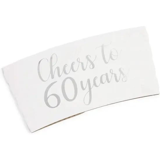 Cheers to 60 Years Coffee Cup Drink Sleeves for 60th Anniversary or Birthday, Fits 12-16 oz Cups, Fits 12-16 oz (Silver Foil, 50 Pack) {4}
