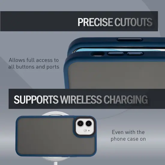 Insten Compatible with iPhone 12 Mini Case 5.4 inch, Translucent Matte Hybrid Hard Back Flexible TPU Bumper, Anti-Shatter Anti-shock Drop Protection, Wireless Charging, Navy Blue {5}