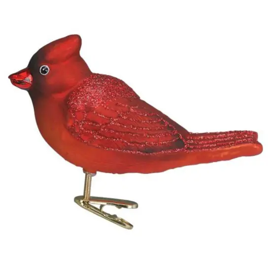 Old World Christmas 2.0 Inch Bright Red Cardinal Tree Ornament , Ornament Bird Clip-On {2}