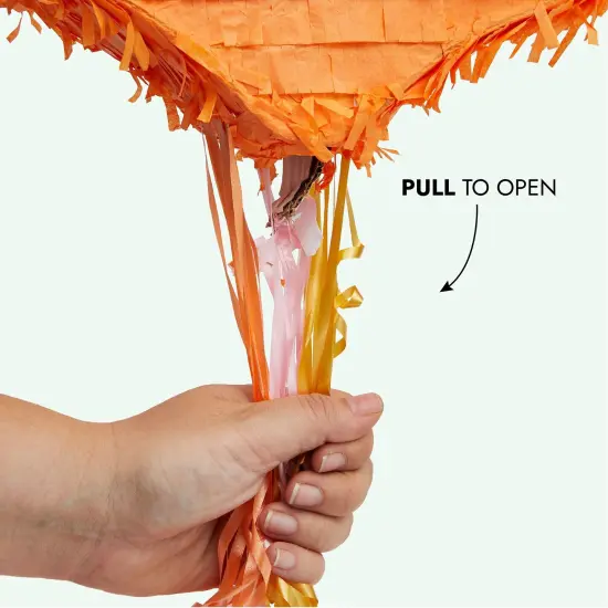 Pull String Fox Pinata for Woodland Baby Shower Decorations, Birthday Party (Small, 16 x 13 x 3 In) Orange {6}