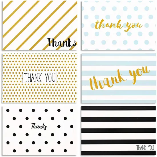 48 Pack Blank Thank You Cards with Envelopes, 4x6 Notecards for Birthday, Wedding, Graduation, 6 Designs {1}
