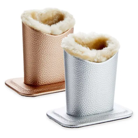 2 Pack Eyeglass Holder Stand, Plush Lined Bedside Glasses Holder for Nightstand (Silver and Pink, 4.5 x 5 In) Multicolor {1}