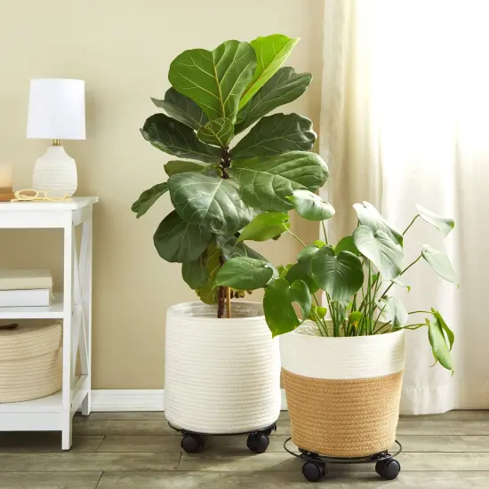 4 Pack Metal Rolling Plant Stand Base, Planter Caddy with Wheels for Indoor and Outdoor Pots (10.6 Inches) {3}