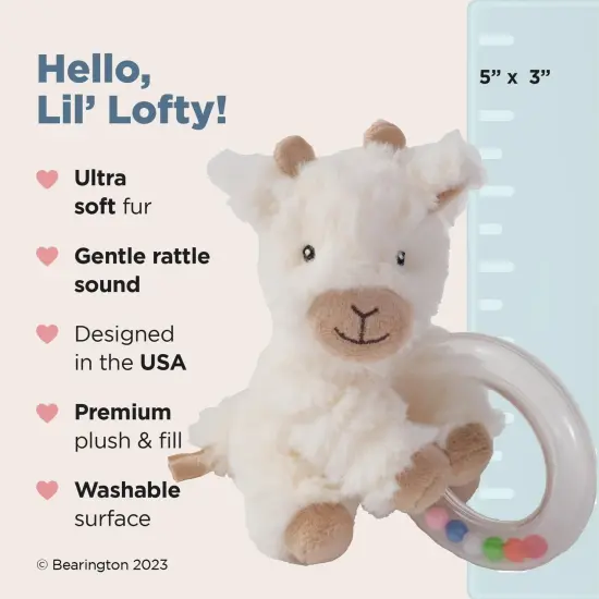 Bearington Lil' Lofty 5.5 Inch Giraffe Baby Rattle - Soft Rattles for Babies 0-6 Months - Baby Rattles & Plush Rings Baby Giraffe Rattle White {2}