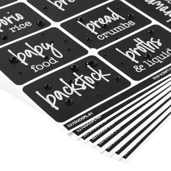 Talented Kitchen 128 Pieces Chalkboard Pantry Labels for Food Containers, Preprinted White Script on Black Stickers for Jars, Kitchen Canisters (Water Resistant) {4}