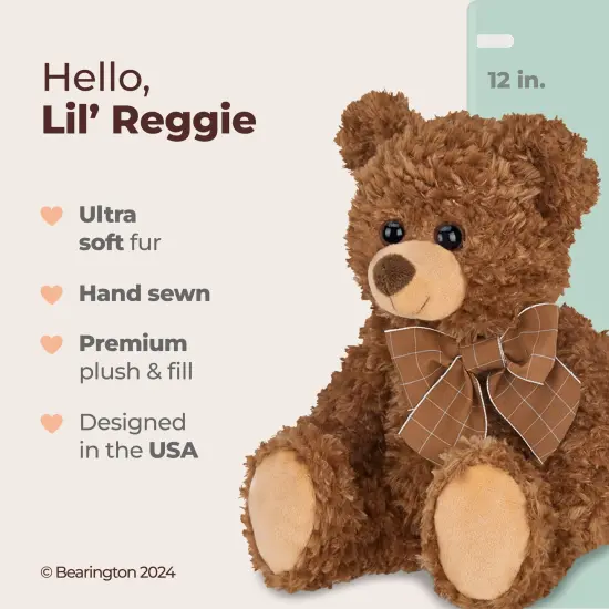 Bearington Lil' Reggie Teddy Bear 12 Inch Teddy Bear Stuffed Animal - Large Teddy Bear - Brown Teddy Bear, For Ages 3-14 {2}