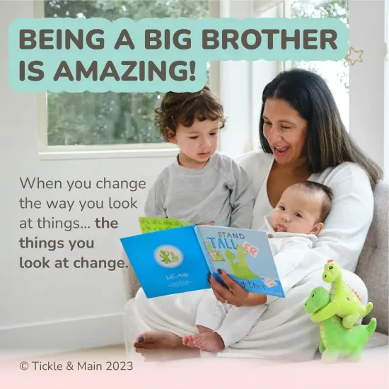 Tickle & Main 3 Piece New Big Brother Gift for Boys, Includes Big Brother/Little Sister Dinosaur Stuffed Animals with Storybook for Announcing a New Sibling, Educational and Engaging, Ages 1-14 {5}
