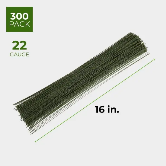 Juvale 300 Pack Flower Wires, 16 Inches, 22 Gauges, Floral Stem Wires for DIY Crafts and Flower Arrangements for Bouquets, Wreaths, and Bows (Green) {2}